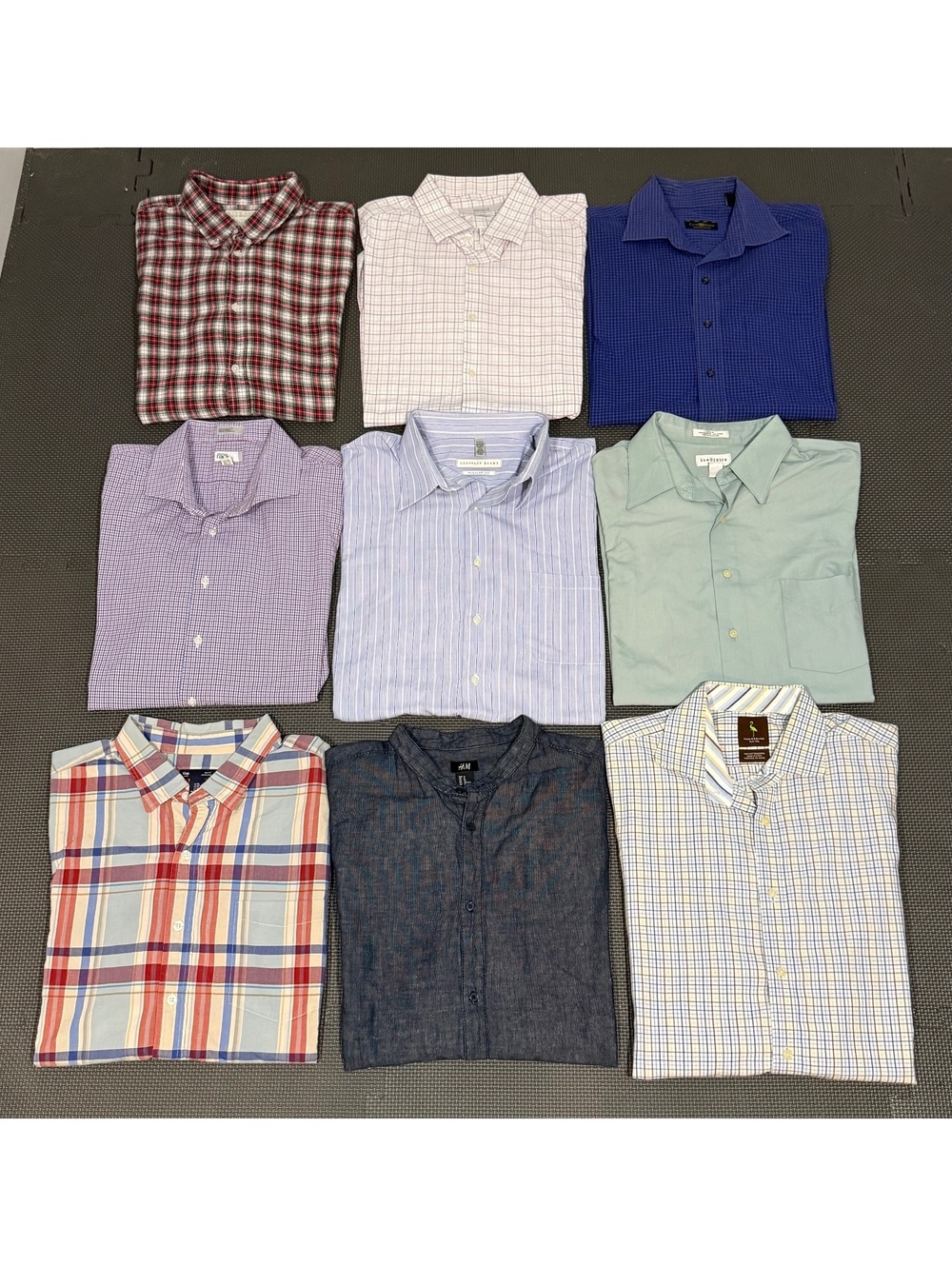 Lot of 9 Men's Extra Large XL Long Sleeve Casual Button Down Shirts Multi Brands